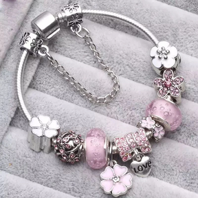 PULSEIRA PANDORA COM BERLOQUES CRAVEJADOS PRATA 925 - PUL1538 - ROSA