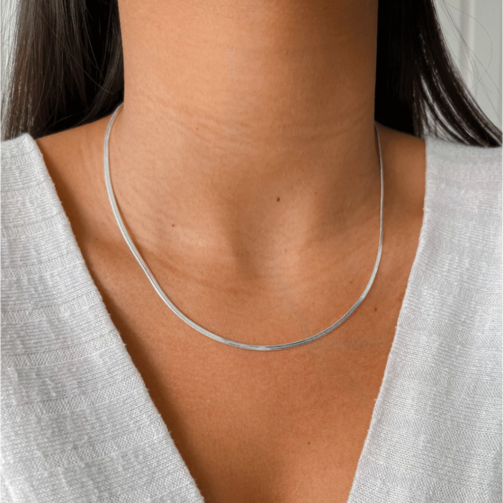 CORRENTE CHOCKER LAMINADO 45CM PRATA 925 - COPR333