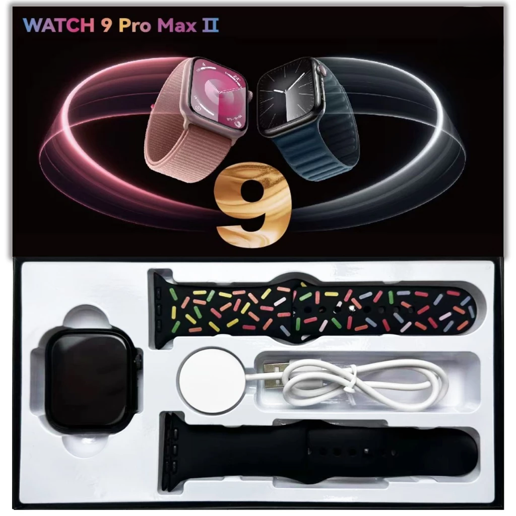 SMARTWATCH 9 PRO MAX 2 | CHAMADAS | TELA AMOLED | ASSISTENTE | 2 PULSEIRAS