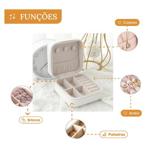 MINI PORTA JÓIAS PORTÁTIL ANÉIS | BRINCOS | COLARES | PULSEIRAS - PJ111