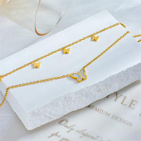 TORNOZELEIRA BORBOLETAS BANHADA EM OURO 18K - TOR452