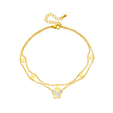 TORNOZELEIRA BORBOLETAS BANHADA EM OURO 18K - TOR452